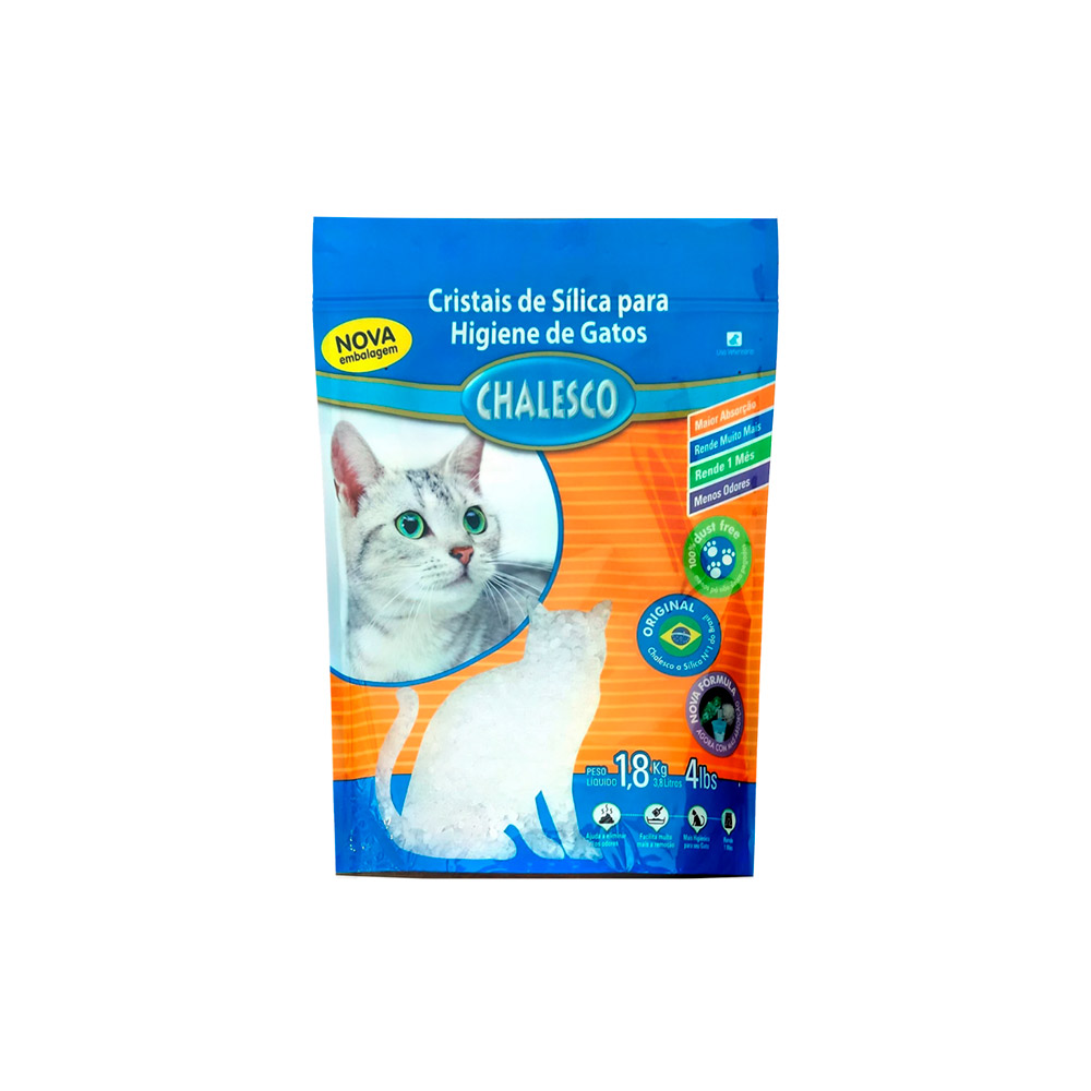 7898904627736_0 Areia Higiênica Chalesco com Cristais de Sílica para Gatos - 1,8kg 1 un - Imagem 1